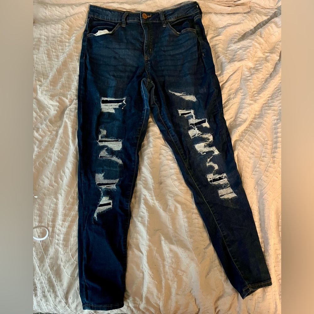 SO Blue Skinny Jeans with Distressed Details